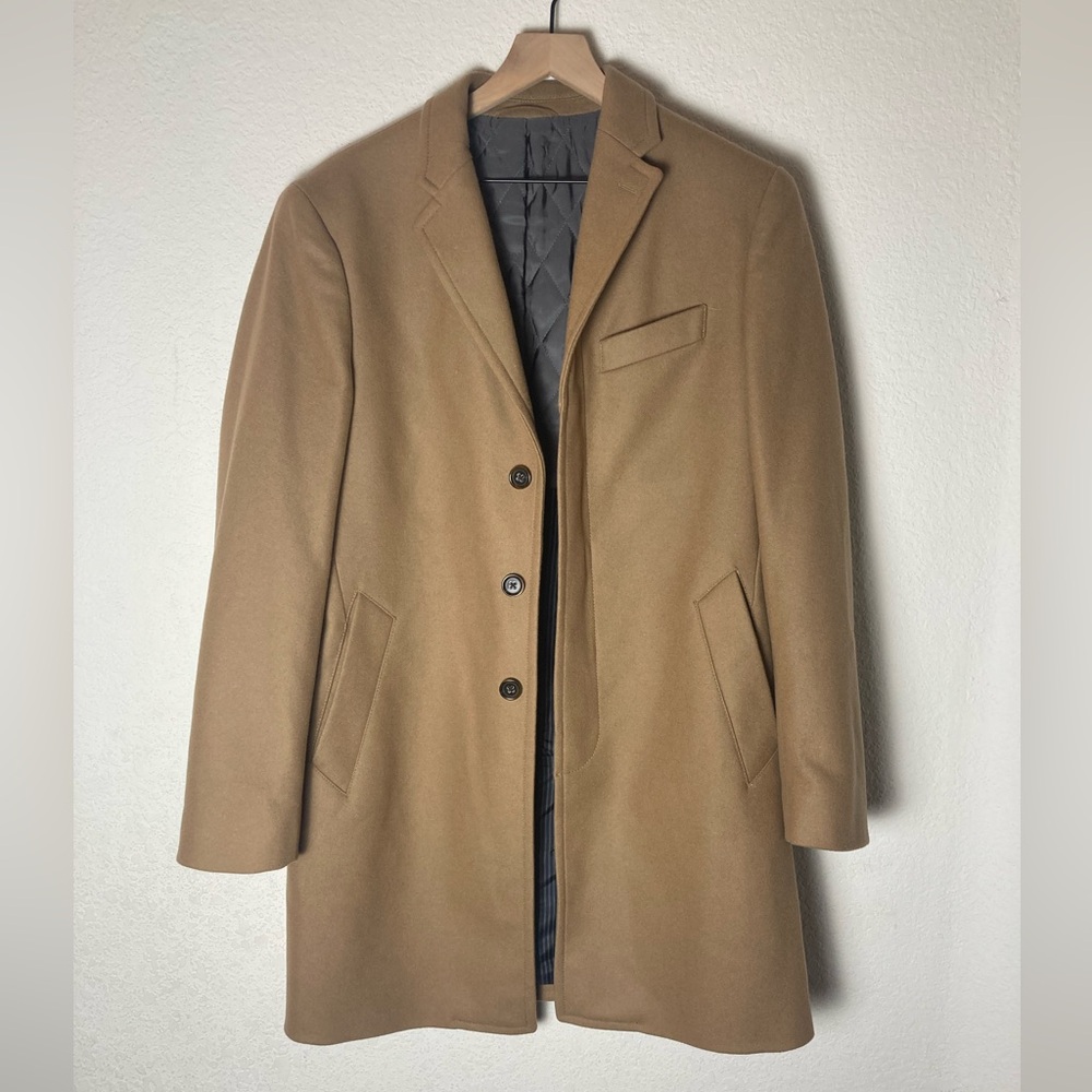 Banana Republic Men’s Wool/ Cashmere Blend Top Coat Camel Long Nova Fides